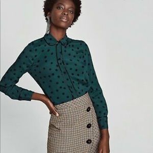Zara Green polka dot top